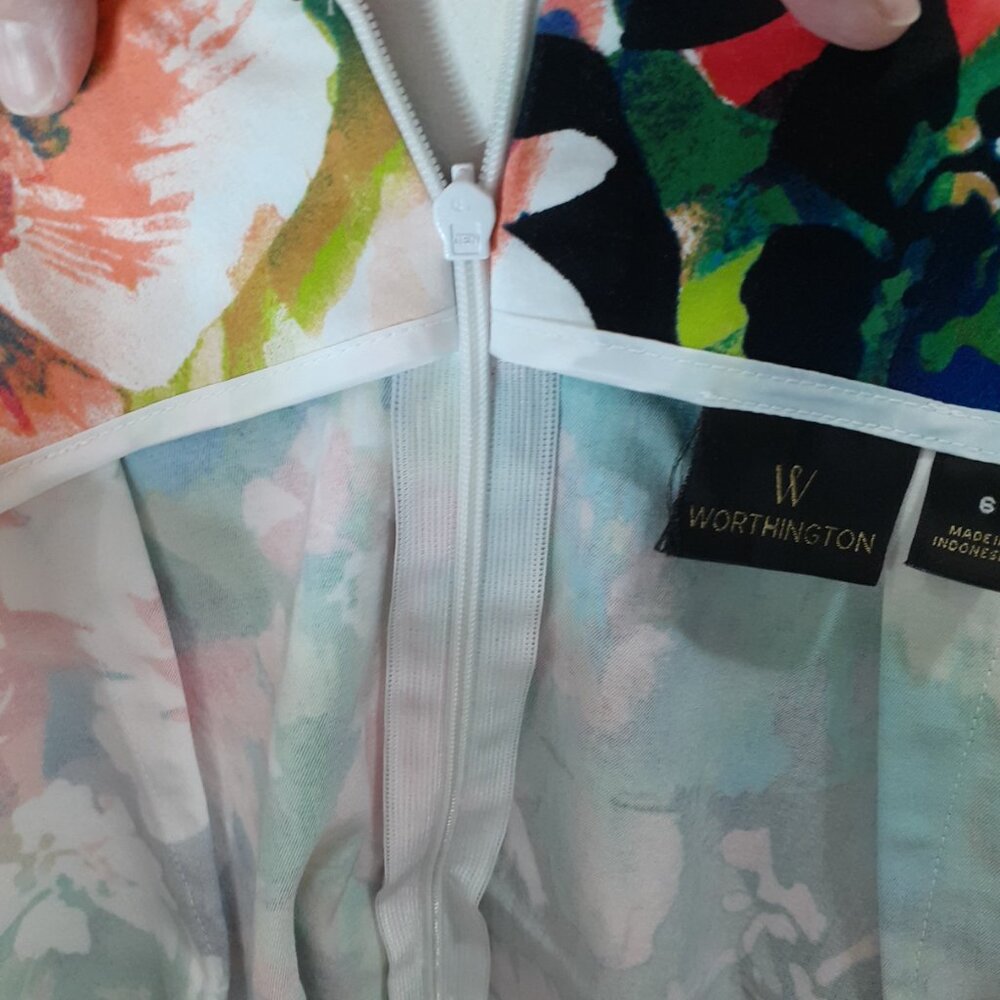 Worthington Pencil Skirt Womens Size 6 Multicolor Floral Cotton Blend Knee Lengt - Picture 4 of 10
